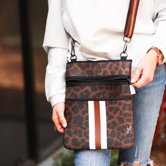 Brown Leopard Neoprene Crossbody Bag - Picture 1 of 1